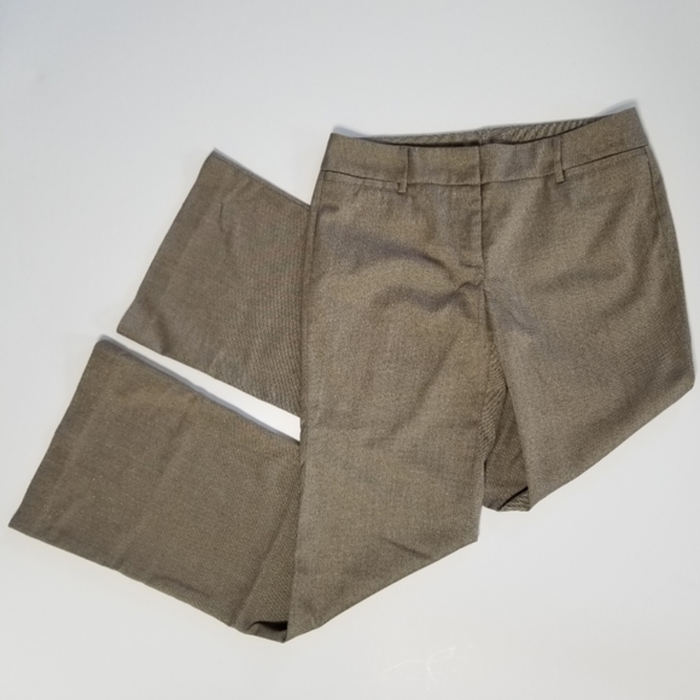 Long Wide Leg Gold Shimmer Tan/Brown Dress Pants by New York and Company